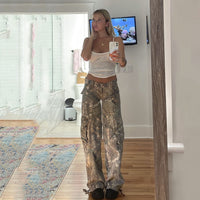 Casual Camouflage Cargo Pants Loose Overalls Summer Low Waist Straight Trousers With Pockets