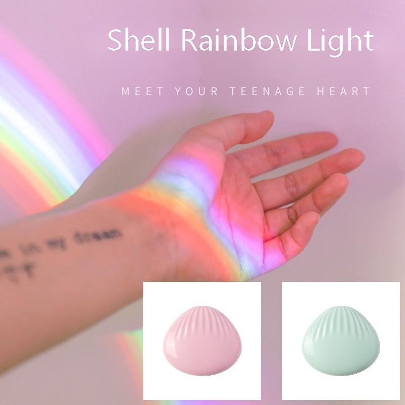 Colorful Rainbow Projection Lamp LED Night Light Shell Light Novelty Rechargeable Night Light for Children Kids Gift Light