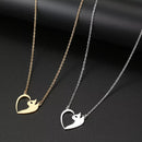 Women's Fashion Jewelry Stainless Steel Necklaces Heart Cat Hollow Pendant Choker Clavicle Chain Charm Fashion Necklaces For Women Jewelry Girls Gifts