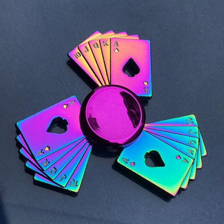 Rainbow Fidget Spinner Edc Hand Toy Metal Adhd Finger Tri Focus Brass New Kids