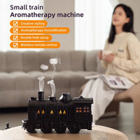 Train Shape Aromatherapy Diffuser Desktop Essential Oils Difusor Smoke Ring Double Spray Ultrasonic Air Humidifier With LED Lamp