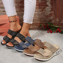 New Air Cushion Wedges Sandals Summer Casual Rhinestone Slides Roman Sandals For Women Non-slip Beach Shoes