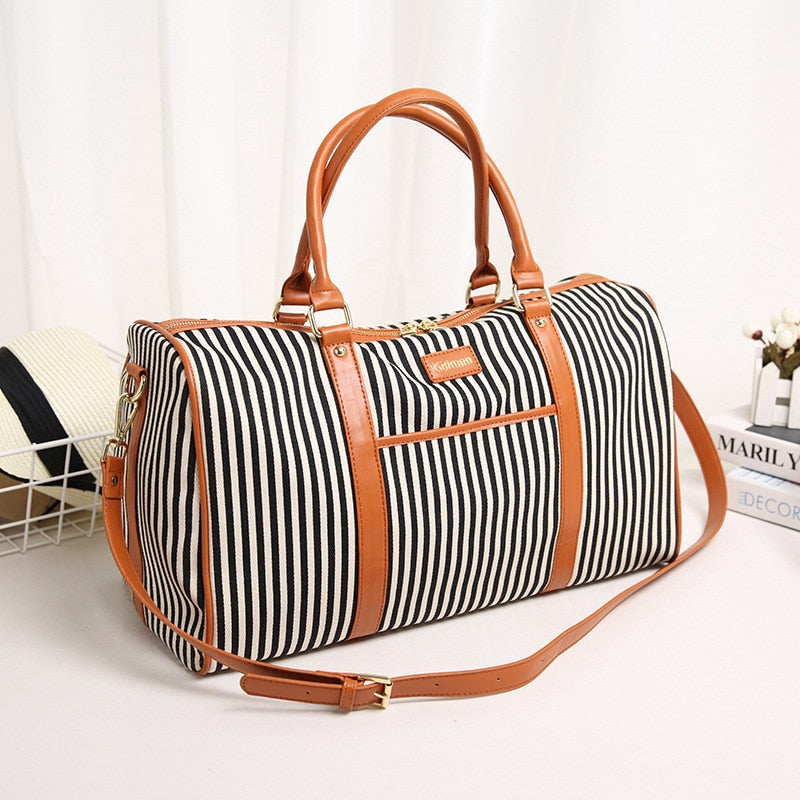 Striped travel bag