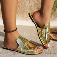 Pattern Chains Sandals Summer Fish Mouth Flat Slides Shoes Women Casual Vacation Beach Slippers