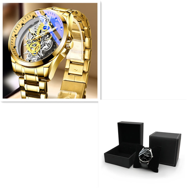 Men Watch Skeleton Automatic Quartz Watch Gold Skeleton Vintage Man Watch Mens Watches Top Brand Luxury