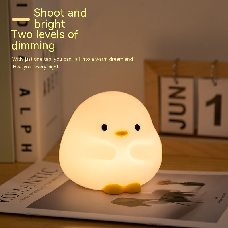 Cute Duck LED Night Lamp Cartoon Silicone USB Rechargeable Sleeping Light Touch Sensor Timing Bedroom Bedside Lamp For Kid Gift Home Decor