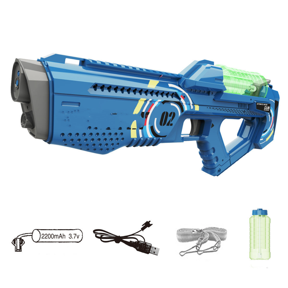 Automatic Summer Electric Water Gun With Light Rechargeable Continuou Firing Party Game Kids Space Splashing Toys For Boys Gift
