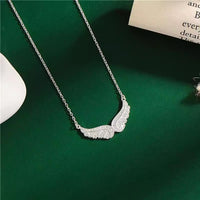S925 Sterling Silver Cubic Zirconia Angel Wings Pendant Necklaces Women Sterling Silver 925 Clavicle Chain Necklaces Jewelry