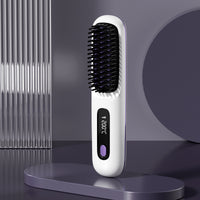 2 In 1 Straight Hair Comb Wireless Hair Straightener Brush Hair Fast Heating Portable Hot Curler USB Charging