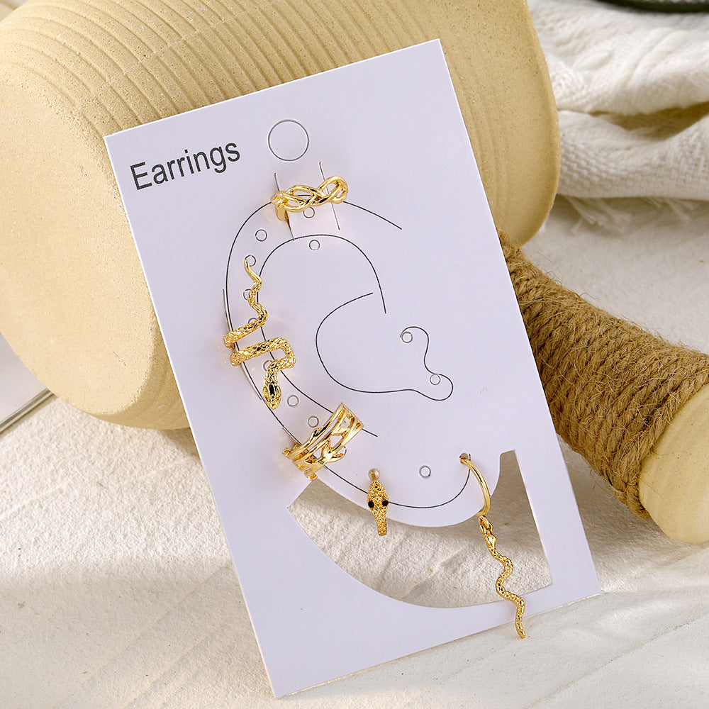 Punk Gold Plated Animal Snake Clip Earrings Ear Clip Without Piercing For Women Fake Piercing Ear Cuffs Trendy Jewelry