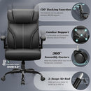Office Chair, Ergonomic Big And Tall Computer Desk Chairs, Executive Breathable Leather Chair With Adjustable High Back Flip-up Armrests, Lumbar Support Swivel PC Chair With Rocking Function