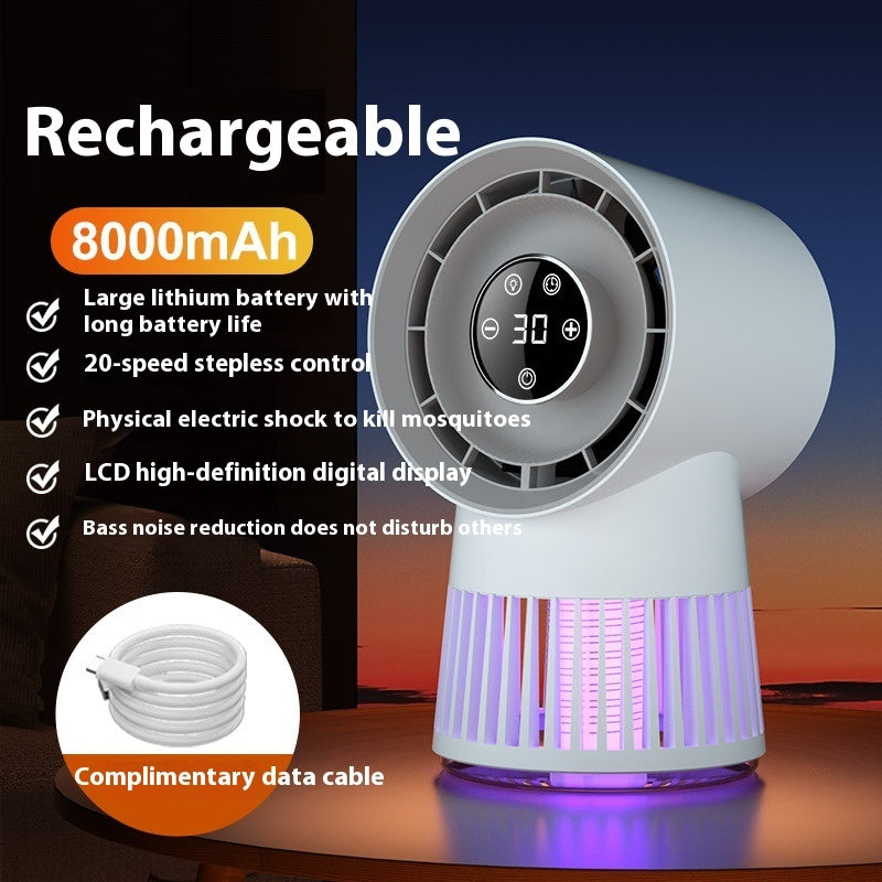 Creative 2-in-1 Mosquito Killing Mini Desk Fan Electric Mosquito Killer USB Rechargeable Fan Night Lamp Home And Outdoor Supplies