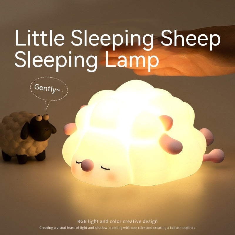 Cute Silicone Night Lights Sheep Cartoon Bedroom Lamp For Children's Room Decor Rechargeable Timing Dimming Sleep Night Light