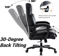 Executive Office Chair - 500lbs Heavy Duty Office Chair, Wide Seat Bonded Leather Office Chair With 30-Degree Back Tilt & Lumbar Support