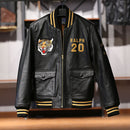 Men's Casual Standing Collar Leather Baseball Jacket