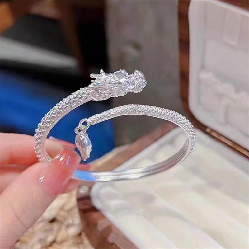 2024 Trendy Magical Dragon Waving Its Tail Chinese Style Men And Women Couple Adjustable Bracelet New Popular Relief Dragon Tail Bangle Punk Jewelry