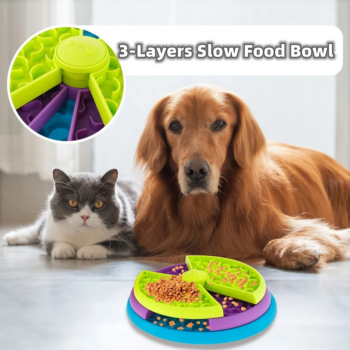 Slow Food Bowl Anti Choking Cat Bowl Dog Basin Puzzle Feeder Healthy Pet Rotating Game Board Pet Products