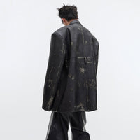 Heavy Niche Deconstruction Retro Distressed PU Leather Suit Jacket