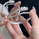 2024 Trendy Magical Dragon Waving Its Tail Chinese Style Men And Women Couple Adjustable Bracelet New Popular Relief Dragon Tail Bangle Punk Jewelry