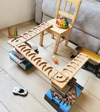 Gift for kids wooden marble run race marble machine winding track set wooden ball run for child marble maze roller marble track birthday