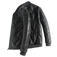 Men's Down Leather Coat Youth Leather Jacket