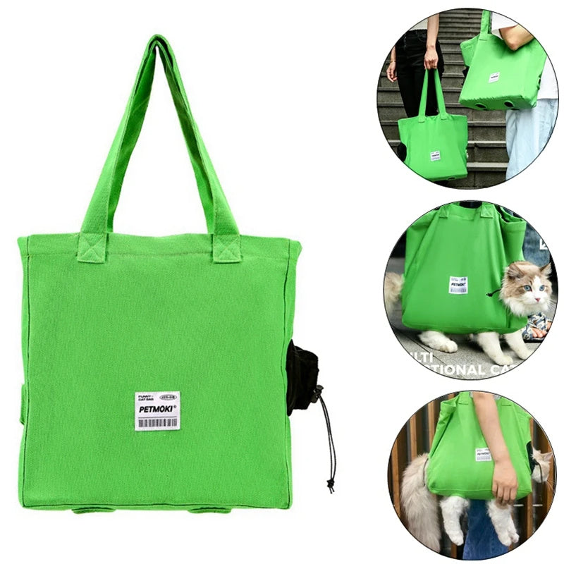 Large Capacity Pet Cat Bag Multifunctional Breathable Dog Canvas Carrier Bag Escape-proof Pet Shoulder Carrying Bag Pet Supplies