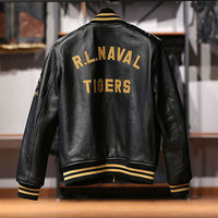 Men's Casual Standing Collar Leather Baseball Jacket